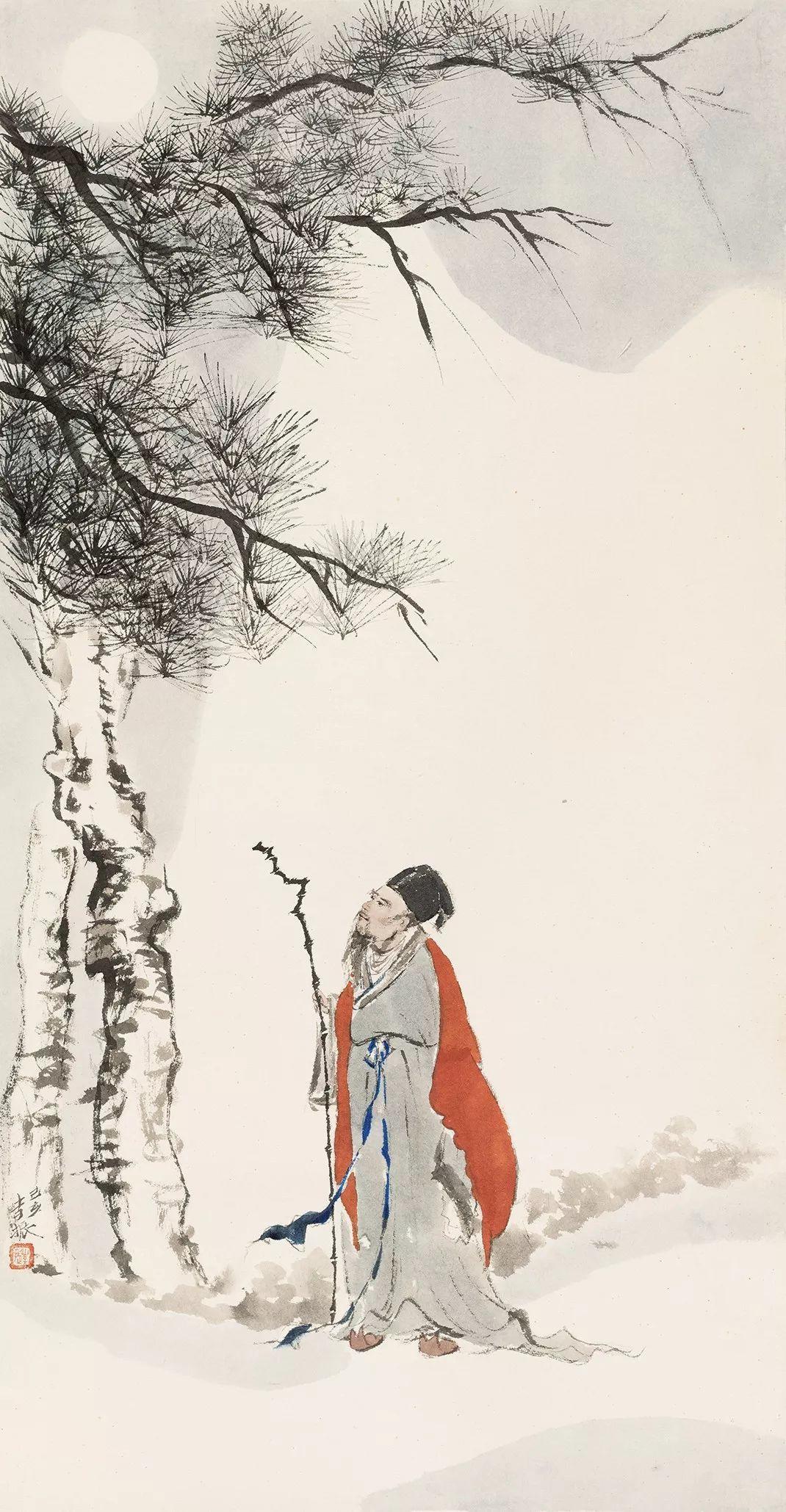 Painting of Walking Chanter by Li Zhen