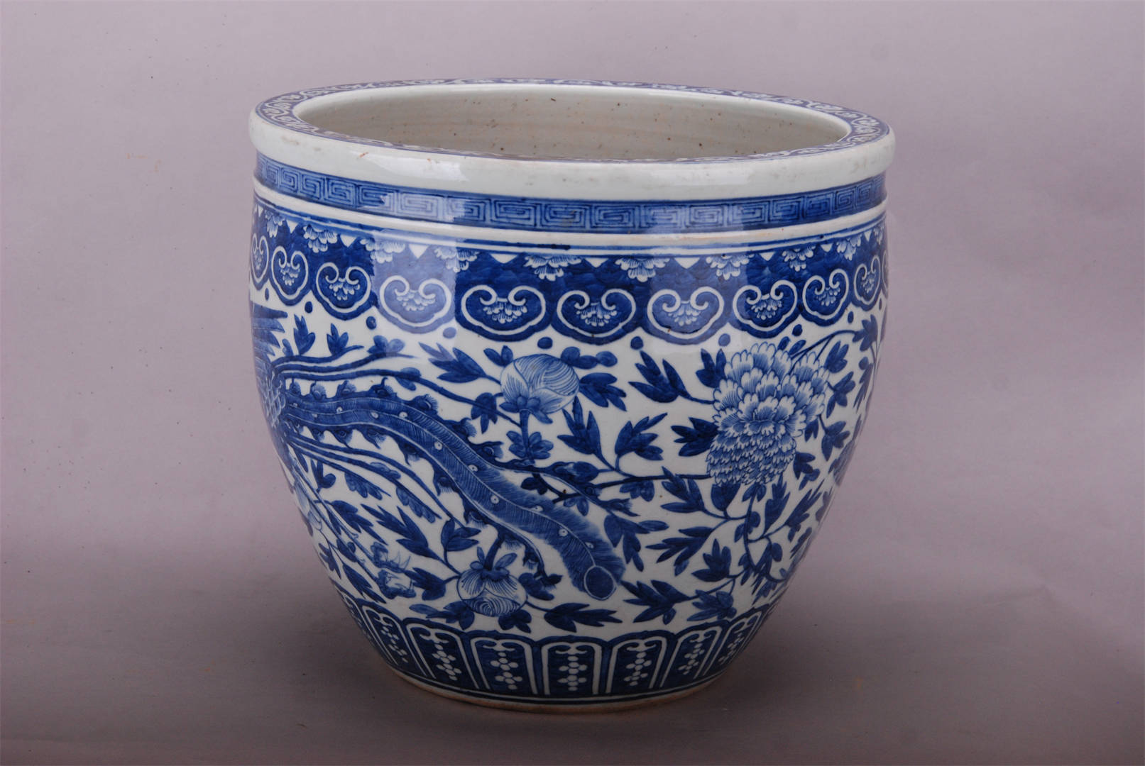 Daoguang Blue and White Porcelain Jar with Chinese Dragon and Phoenix Entwined with Peony from the Qing Dynasty